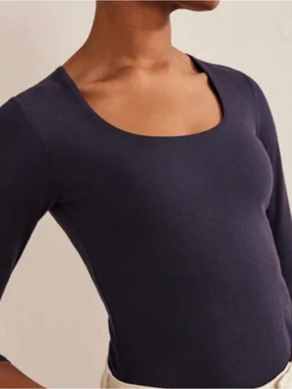 Boden Double Layer Scoop Neck Long Sleeve Shirt